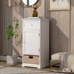 White Vintage 12.5lbs 33”H Livingroom End TableWith Basket Accent Style