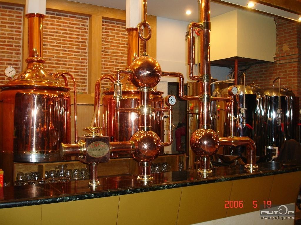 Semi Auto Steam Copper Brewing Equipment , 500L Microbrewery Machine