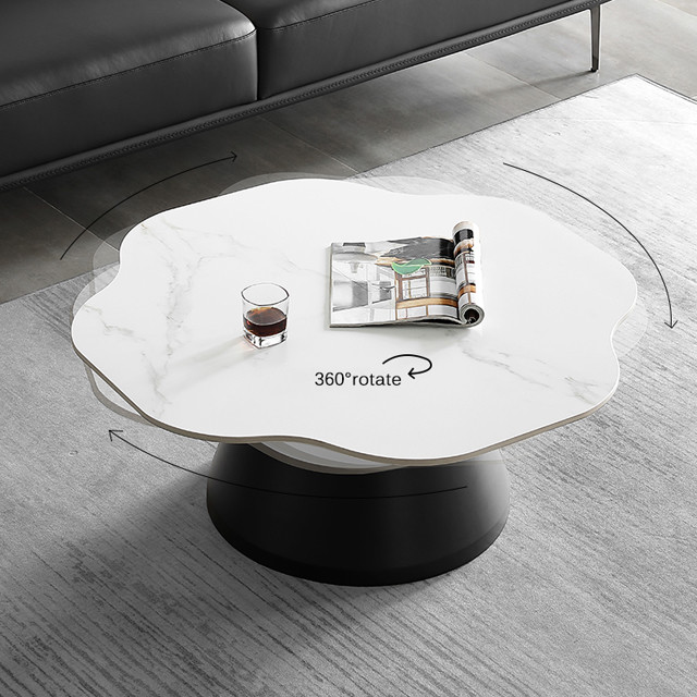 Microcrystalline Round Rock Coffee Table 30kgs With Carbon Steel Base