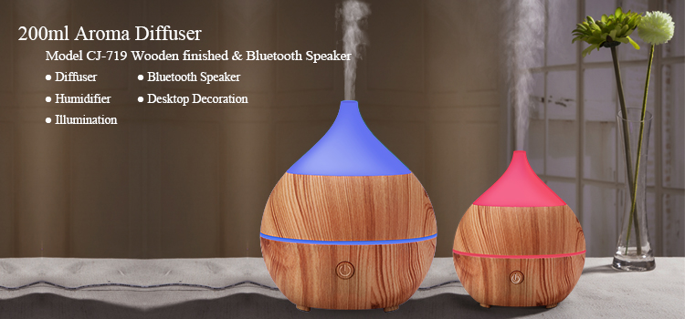 Bedroom 200ml Bluetooth Speaker Wood Aromatherapy Diffuser