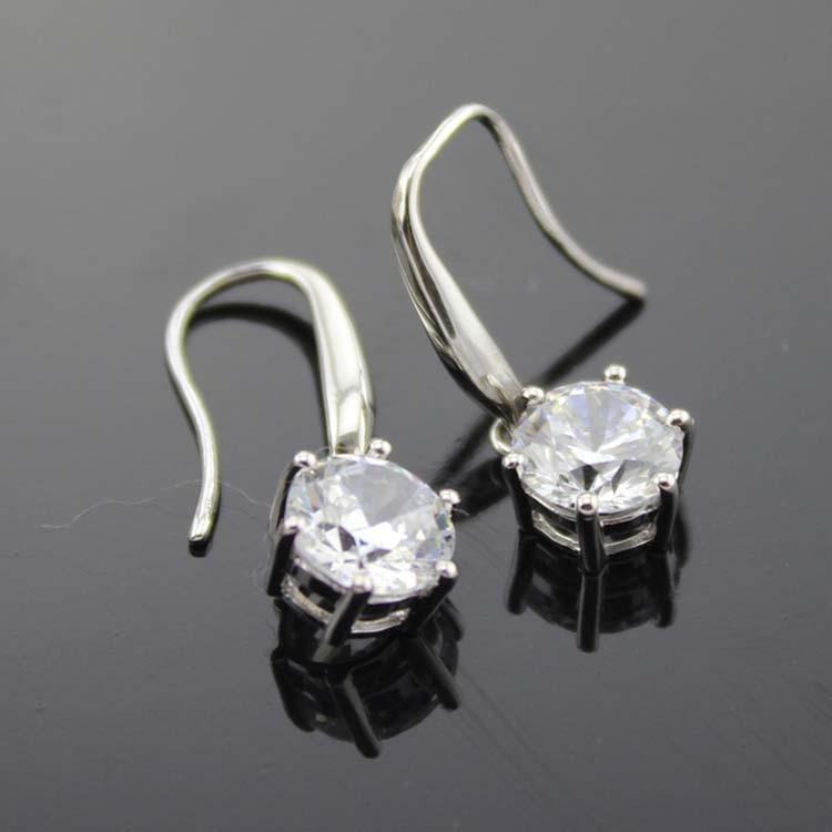 925 Sterling Silver Clear Cubic Zircon Dangle Earrings (YAQA002)