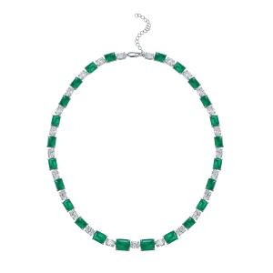 China Luxury Bridal Pink / Green Gemstone Necklace Chain For Wedding And Gift wholesale