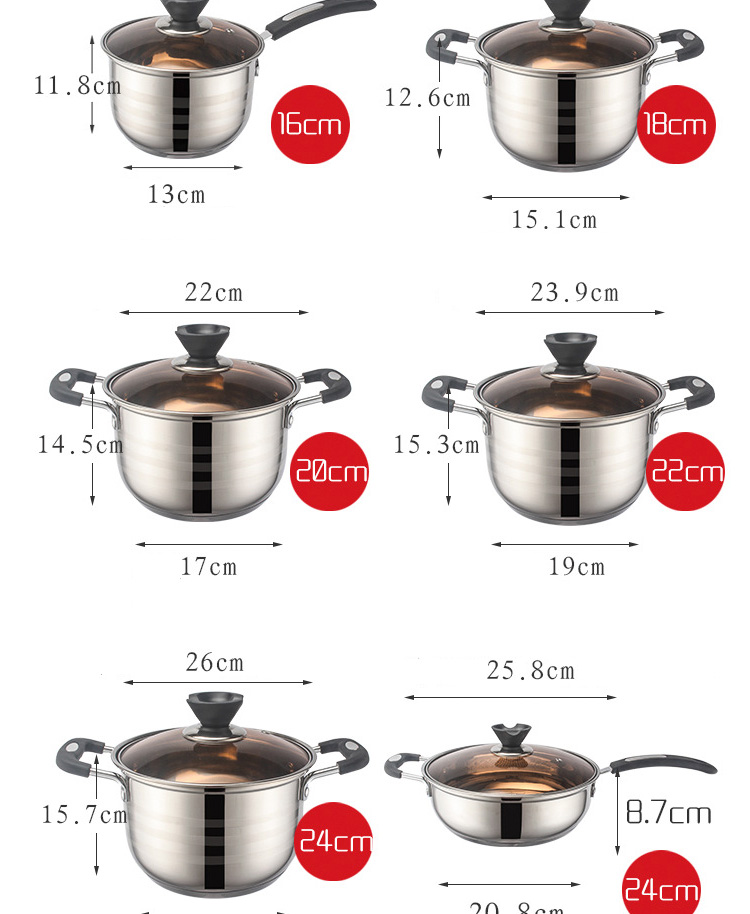 The New Listing 12 PCS Stainless Steel Cooking Set Pots And Pans Cookware Sets Cooking Soup Pots Set