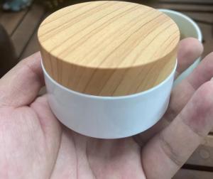 China Plastic Wood Grain Cover 100ml 200ml Cream Jar Bamboo For Cosmetic OEM wholesale