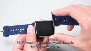 China Carved Silicone Rubber Watch Band 38mm 42mm For Apple Watch 7 6 5 4 3 2 1 wholesale
