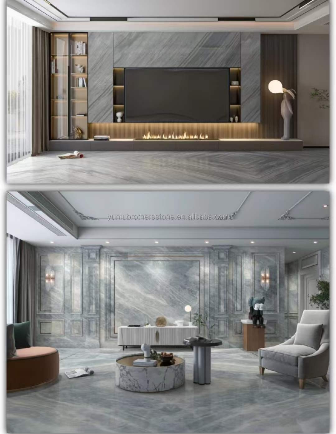 Popular Space Grey Marble Big Slab for Modern Light Gray Stairs in House and Hotel