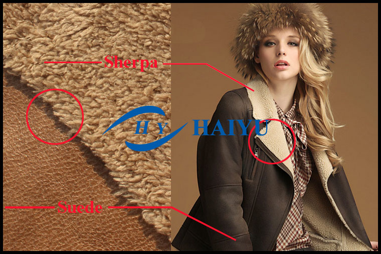 Commercial 100 Polyester Bonded Suede Fabric 350gsm~550gsm 300d/576f Yarn Count