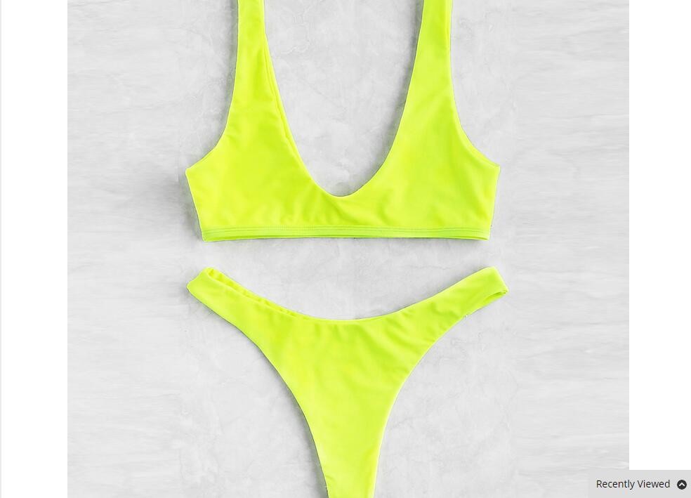 sport neon green sweatshirt Bikini vest with high bottom leg women sets Bikini plain beach swimsuit Sexy swimsuit