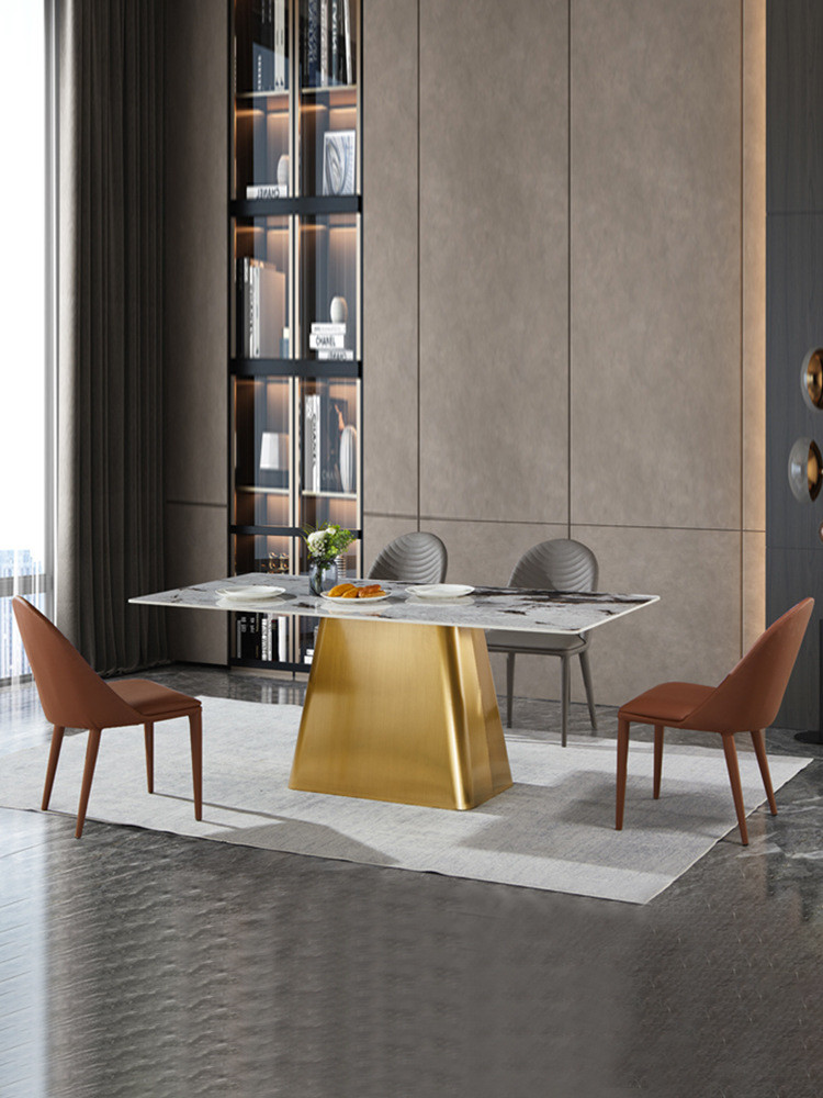 Height 0.78M Light Luxury Stainless Steel Marble Dining Table For Six
