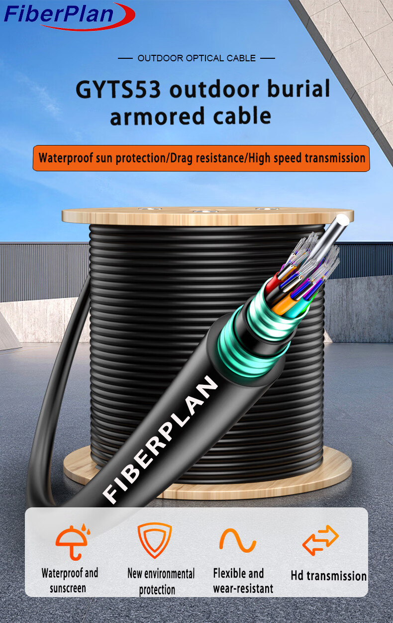 GYTA53 Outdoor Fiber Optic Direct Burial Cable Layer Loose Tube