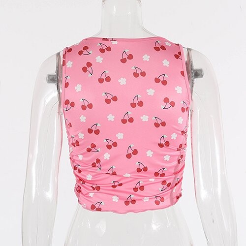 OEM maufactorCross -border European and American women's clothing sexy deep V -neck floral vest tight navel camping top