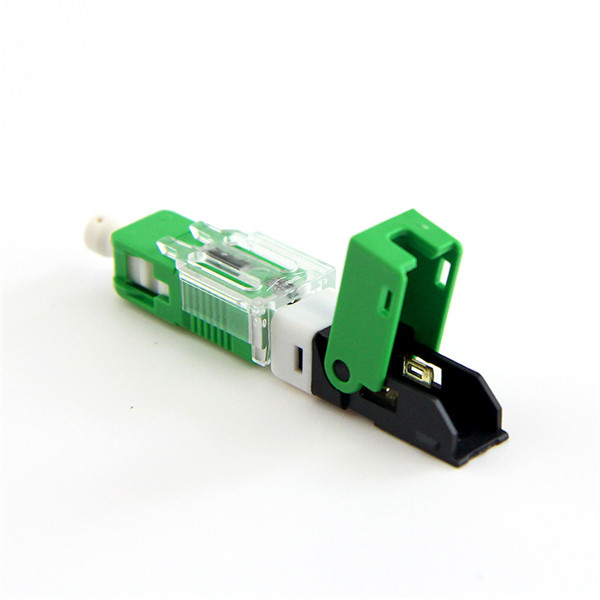Green SC APC Fiber Fast Connector ESC250D Type For 2.0 1.6mm Drop Cable