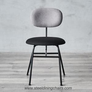 China Vintage Matte Black Finished Padded 82CM 39cm Steel Frame Dining Chairs wholesale