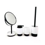 White Sand Stone Polyresin Bathroom Accessories Set Round Tumbler Holder With