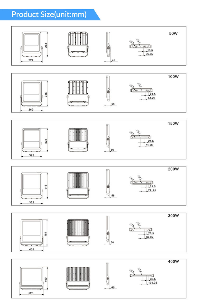 150lm/W 50W External Flood Lights Outdoor Spotlights For House Billboard