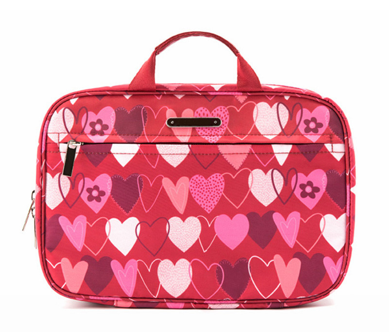 L28*D8*H19CM Portable Vintage Heart Printed Makeup Bag Case