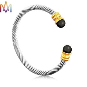 China Twisted Cable Inspired Stainless Steel Cuff Bracelets 16g wholesale