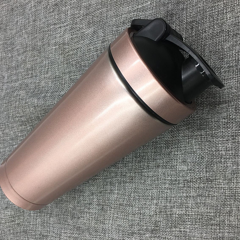 Portable Stainless Steel Shaker Double Section Metal Protein Shaker Bottle With Scale For Gym