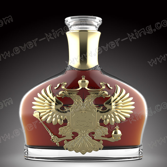 Aluminium Label Transparent Flint Vodka Glass Bottle