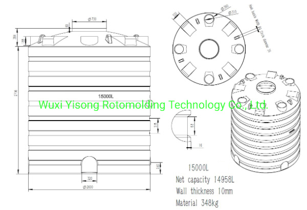 Customize 15000L Sheet Metal Mould for Vertical Water Tank Polishing