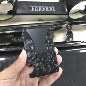 China Durable Mini Forged Carbon Fiber Credit Card Holder Wallet With RFID Block on sale