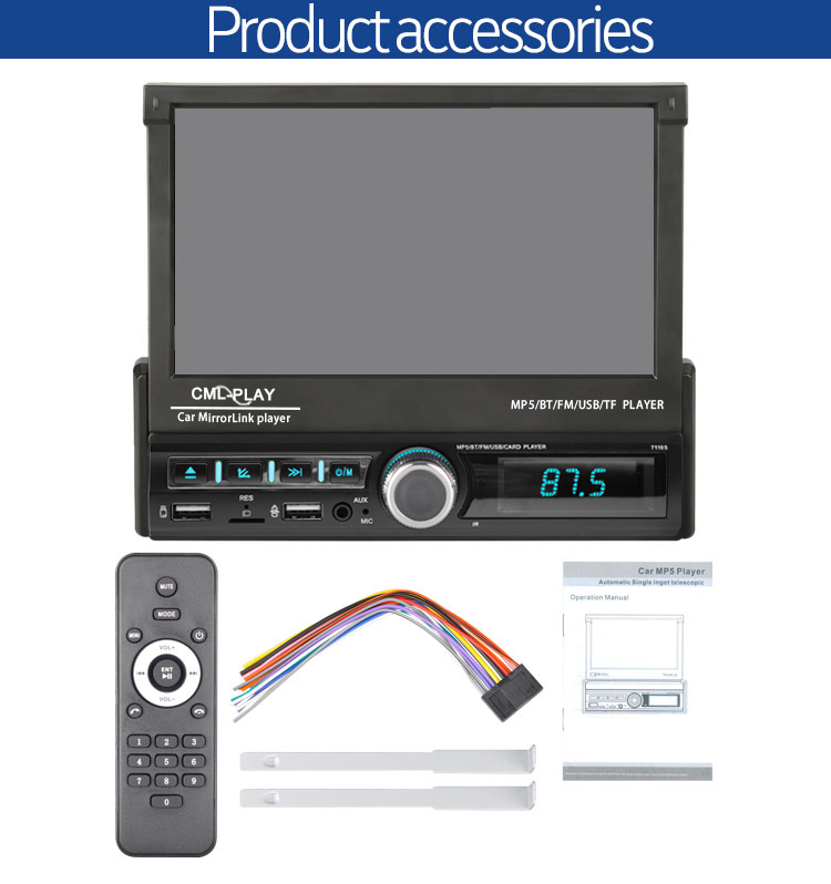 1 Din Universal Car Player Retractable Touch Screen RDS AUX GPS