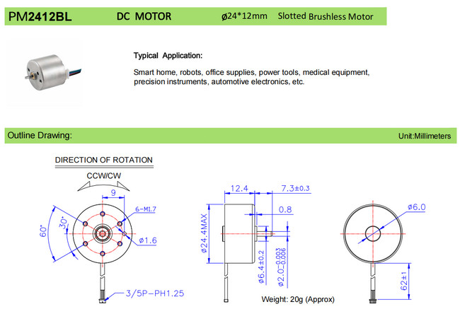 24mm Brushless DC Motor