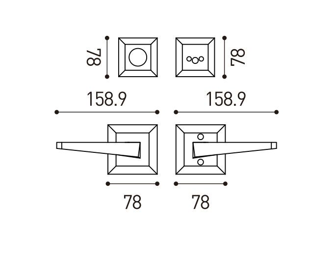 Office Square Front Door Handle 38mm OEM Entry Lever Door Handle Set