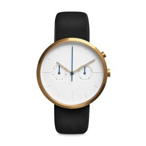 China Black Leather Strap Watch Mens Round SS Case Mens Water Resistant Watches wholesale