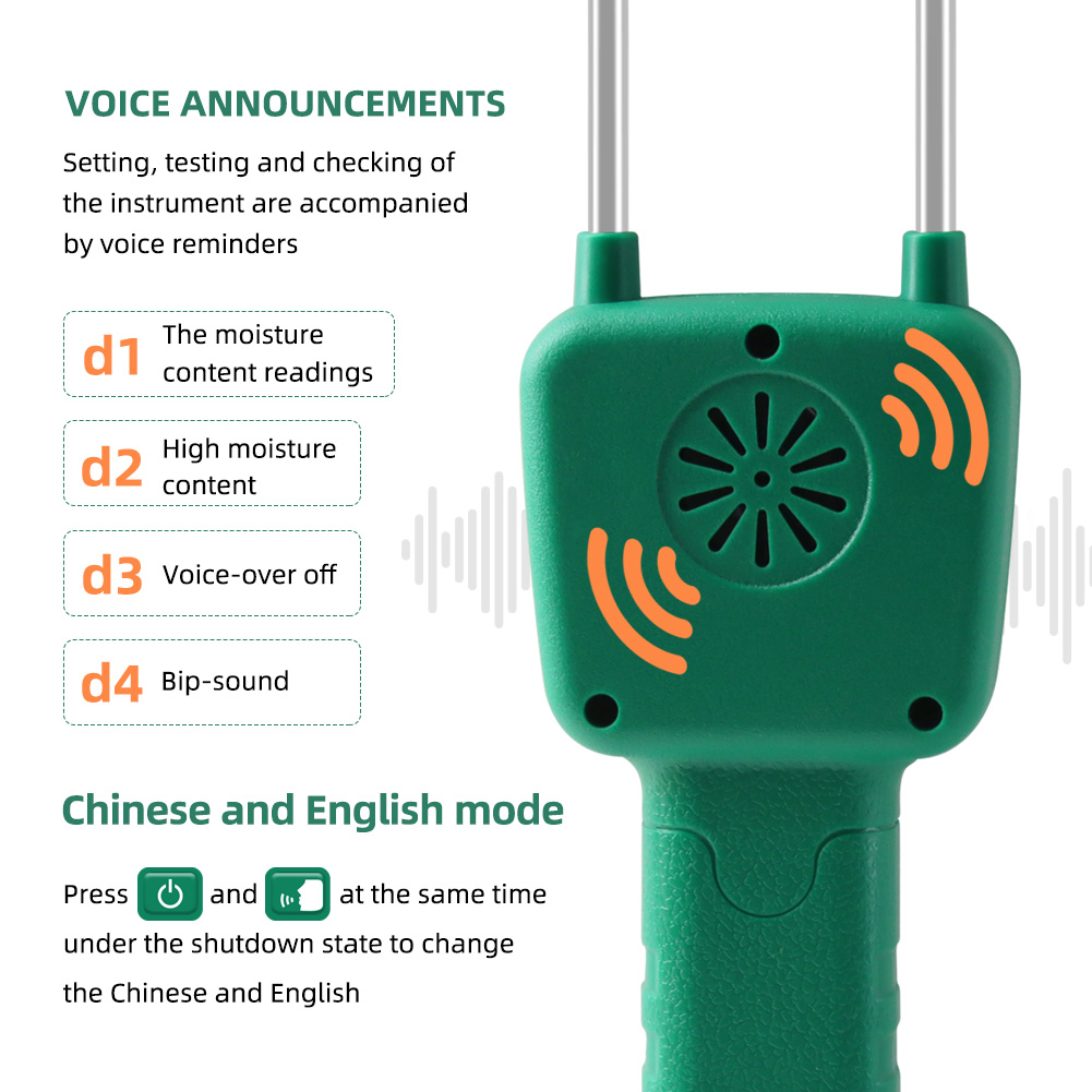 Grain Handheld Moisture Meter Voice Announcemet For Rice Sorghum Feed