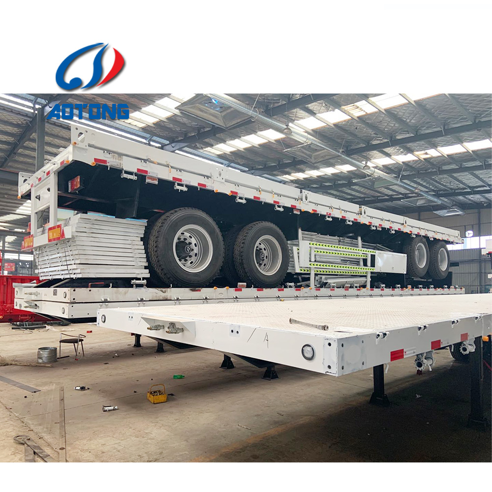 Truck Trailer 3 axles flatbed semi-trailer platform 40ft 48ft for container transport