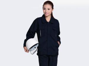 China Dark Blue Polyester Industrial Work Uniforms Anti - Pilling / Durable Apparel wholesale