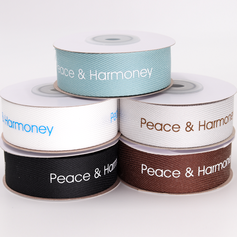 7 / 8 Inch Ink Printed Printed Cotton Ribbon Eco Friendly High Color Fastness