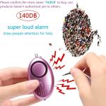 2.39 Ounces Personal Security Alarms Gold Purple Elderly SOS 140db