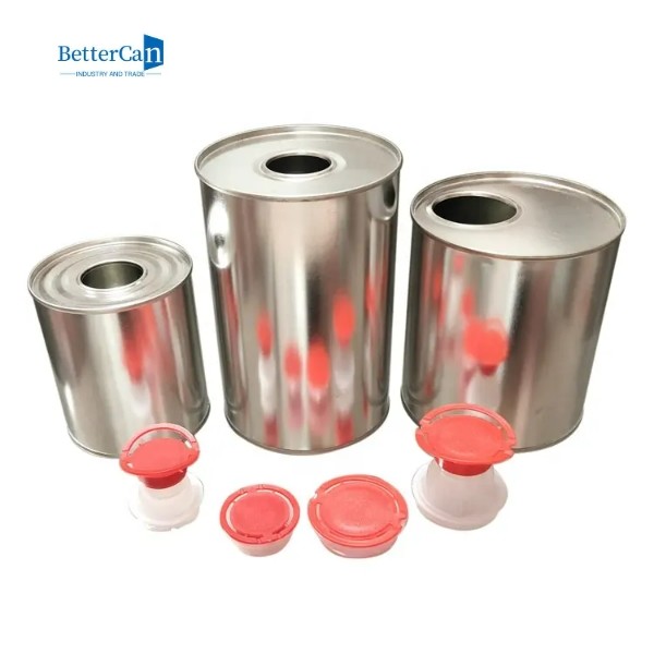 500ml Plain Engine Oil Tin Custom Tin Containers With Funnel Screw Cap