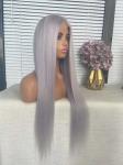 100% human hair wig grey color women hair wig virgin hair wig