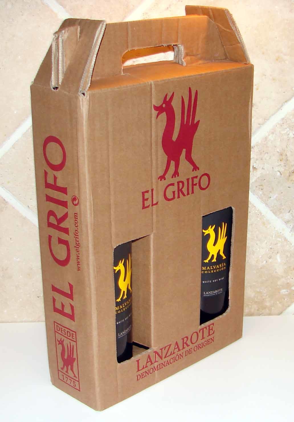 Custom design corrugated cardboard wine packaging box for two bottoles with windows