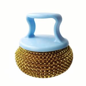 China Commercial Kitchen Cleaning Scourer Restaurants Stainless Steel Scrubber With Handle wholesale