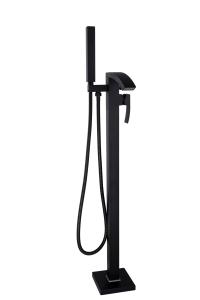 China Brass Black Freestanding Bath Taps Polished Contemporary Style wholesale