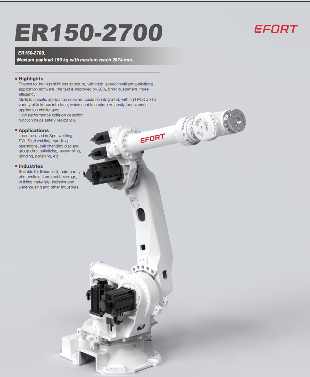 General Industrial Robot In Assembling Grinding Polishing For Photovoltaic Food Beverage Building Materials ER150-2700