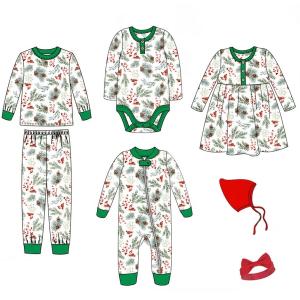 China Customized children's Christmas pajamas wholesale Christmas homewear set baby clothes cotton kids clothing wholesale