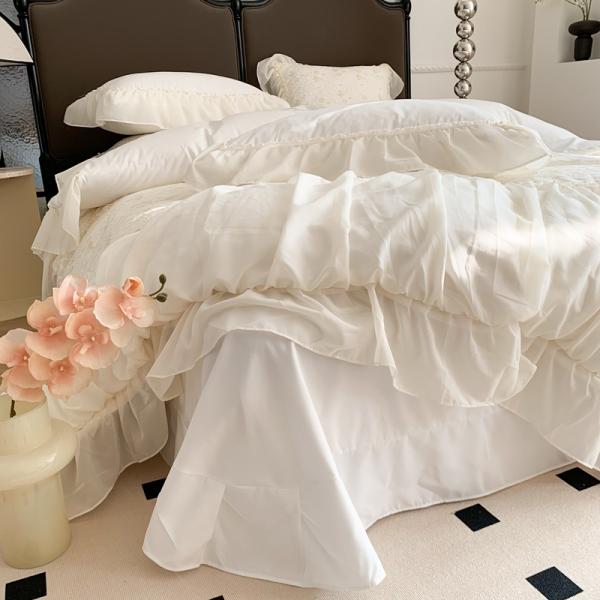 4PCS Fluffy Duvet Quilt Bedding Set Solid Pattern Luxury Bed Sheet Set Comforter Bedding
