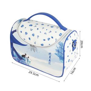 China Water Resistant PU Cosmetic Bag Organizer With Shoulder Strap wholesale