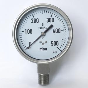 China EN837-3 500 Mbar Capsule Pressure Gauge 100mm All Stainless Steel Pressure Gauge wholesale