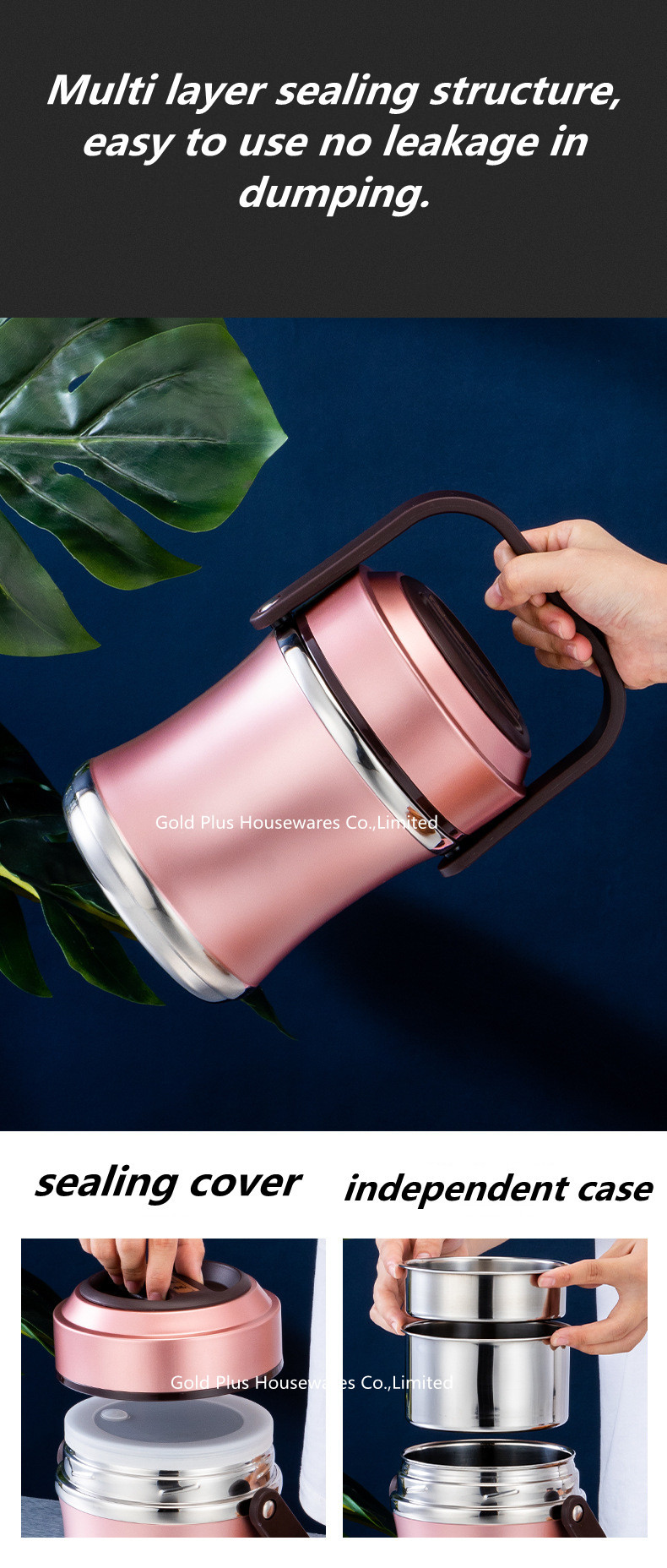 Wholesale customer logo stainless steel tiffin bento lunch box cooling food containers thermo for kids