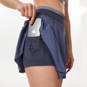 China Women's Pocket Golf Skorts Mesh Breathable Tennis Skirt with Shorts Workout wholesale