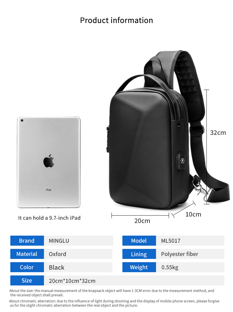 High quality brand men's leisure fashion waterproof anti theft shoulder chest crossbody sling bag for men