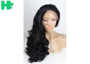 China Long Black Color Curly Front Lace Wig , Full Lace Synthetic Wigs For Black Women wholesale