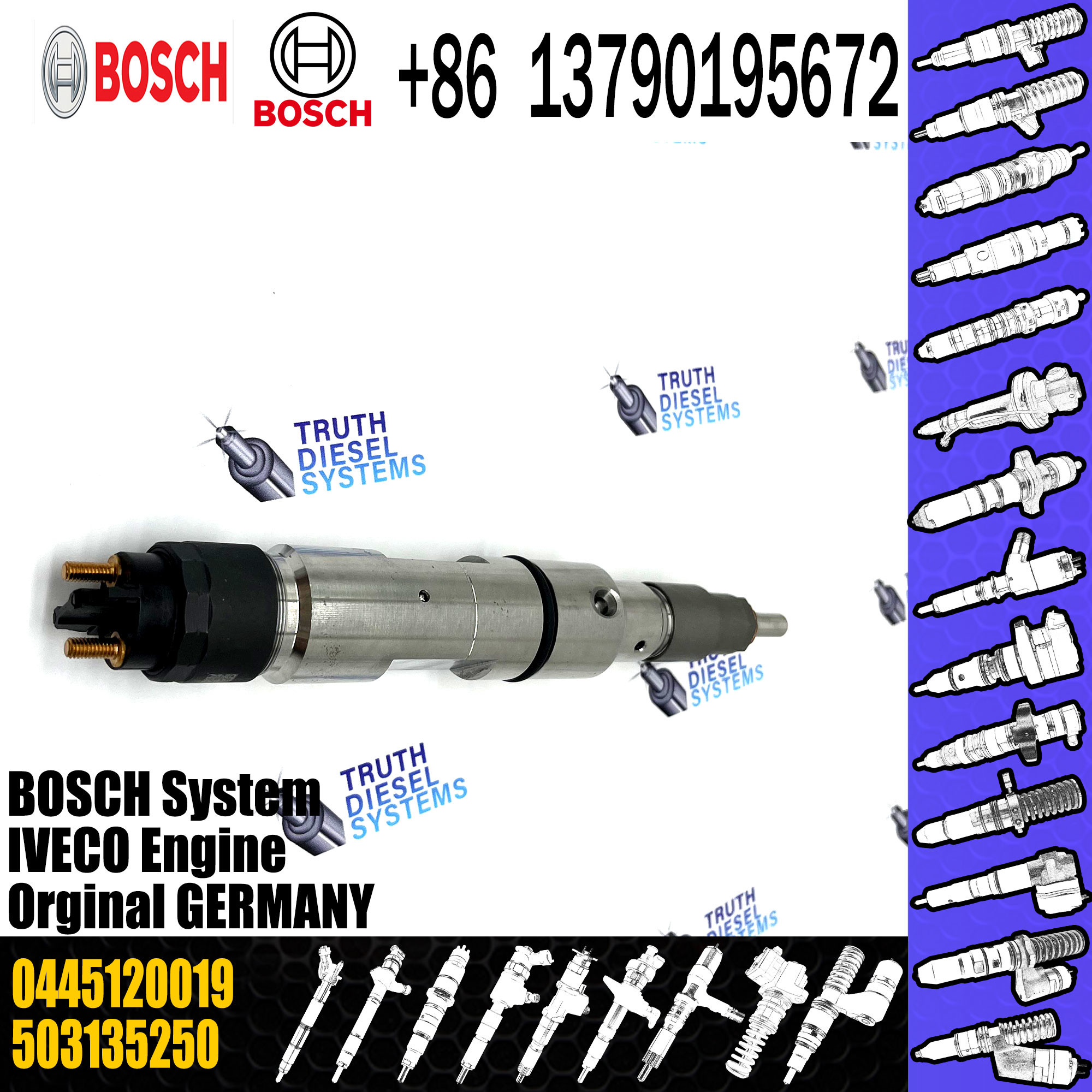 Injector 0445120084 0445120019 0445120020 for 5010550956 5010477874 IVECO 50313525