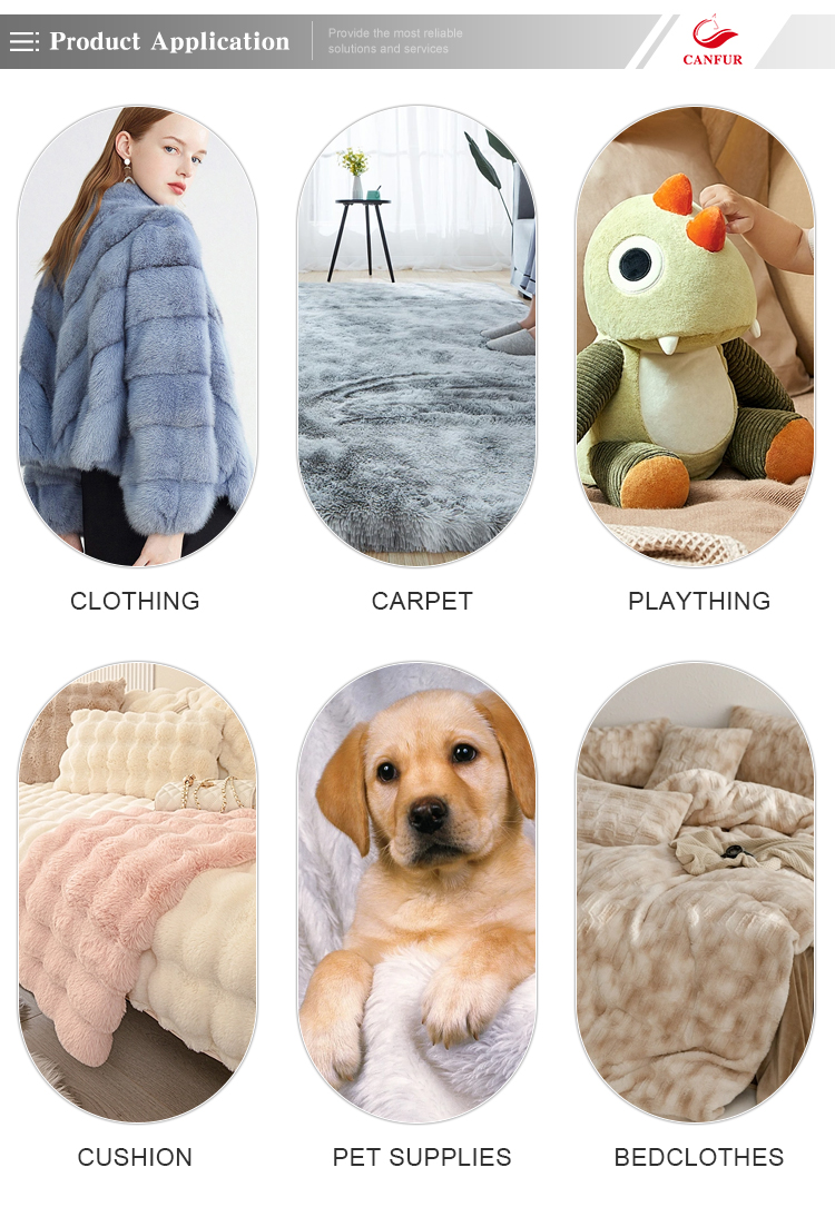 Home Bed Soft Faux Fur Fabric for Women's Winter Coat Polyester Stripe Embossing Fabric